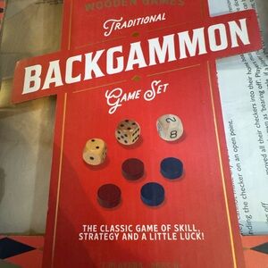 Traditional Backgammon Game Set - Red and Natural Wood